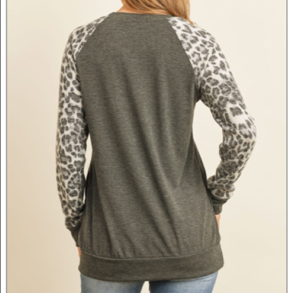 Leopard Print & Grey Tunic Top - Picture 8 of 8